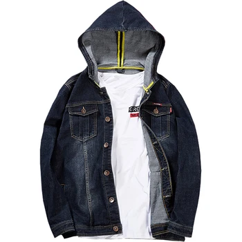 

Spring autumn denim jacket 2xl- 7xl 8xl men's plus size male loose Turn-down Collar coat big size with hoody Outerwear & Coats
