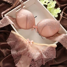 Deruilady американский стиль женский набор бюстгальтер с "косточками" пуш-ап бюстгальтер трусики Комплект кружевное белье в цветочек нижнее белье женский бюстгальтер трусы набор уютный костюм