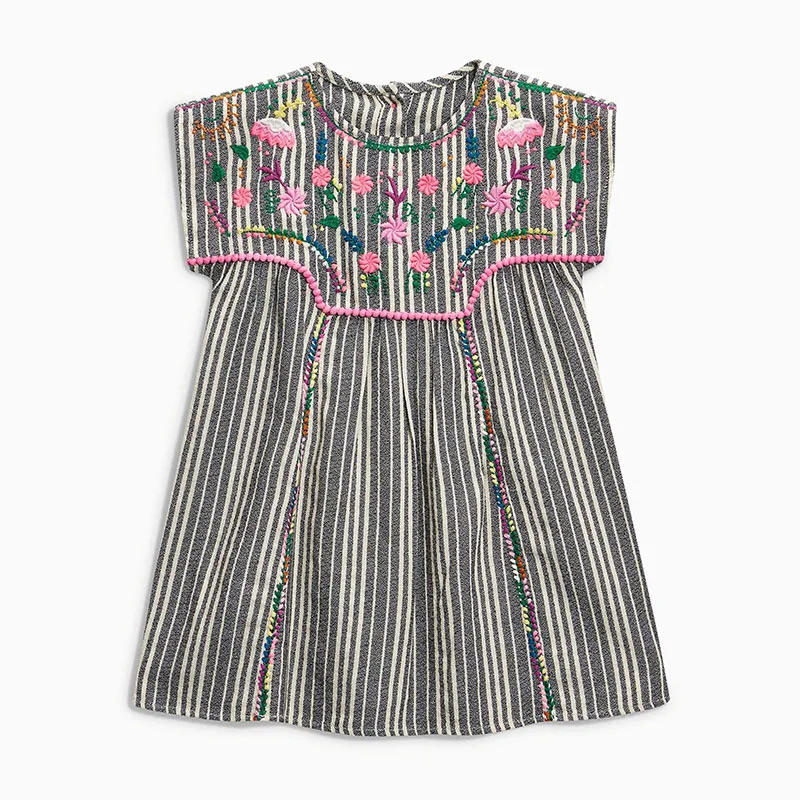 Top Quality 100% Summer New European and American Style Girls'Dresses Pure Cotton Shuttle Short Sleeve Children's Dresses