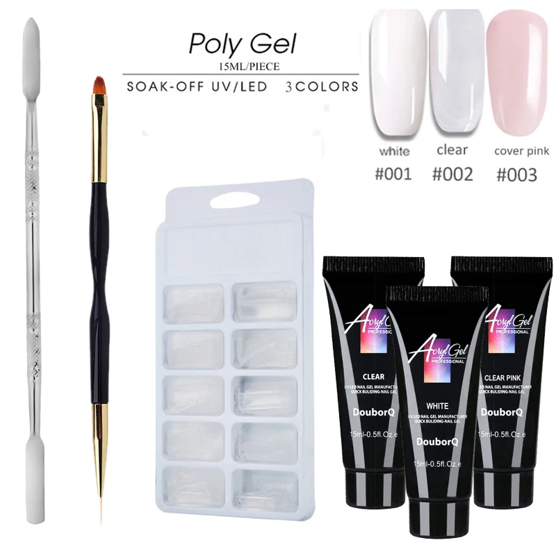 

4pcs/lot Nail Poly Gel Slip Solution Nail Tips Extension Quick Building Poly Gel Acrylic Builder Gel Nail Art Gel Kit