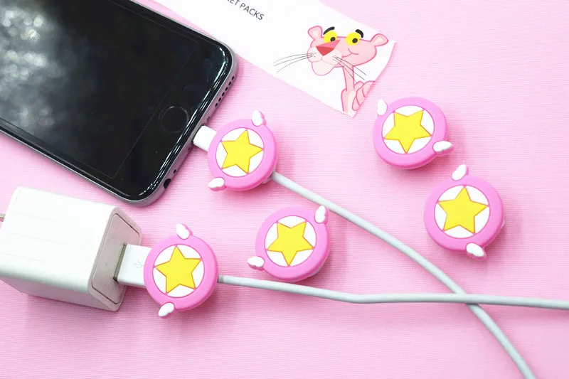 Суперзвезда мини-милый силиконовые USB кабель протектор линии передачи данных защита шнура случае намотки для кабеля для iPhone/samsung/huawei - Цвет: Star