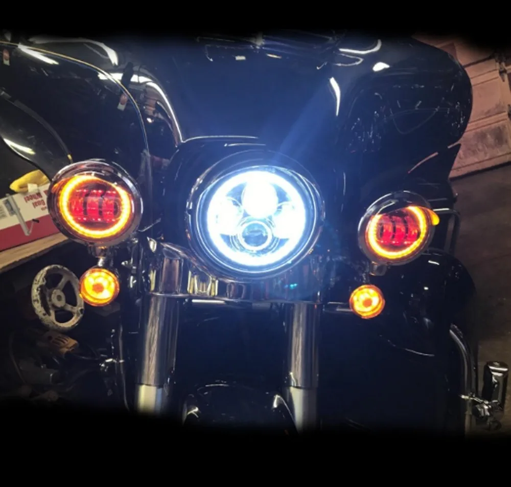 Marloo Led противотуманный светильник 4 1/2 4,5 дюймов Белый DRL Янтарный поворотник Halo вспомогательная лампа для мотоциклов