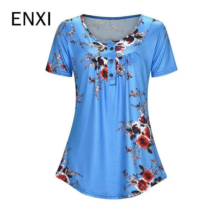 

ENXI Maternity Clothes Maternity Crew Neck Tops Pregnancy Flowers print T-Shirt Summer 2019 new Women Tees