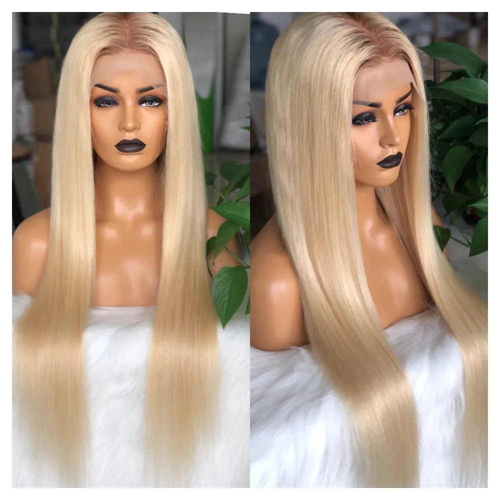 Fabwigs Ombre 613 блонд полностью кружевные человеческие волосы парики предварительно выщипанные с детскими волосами прозрачные кружевные парики для женщин бразильские Remy