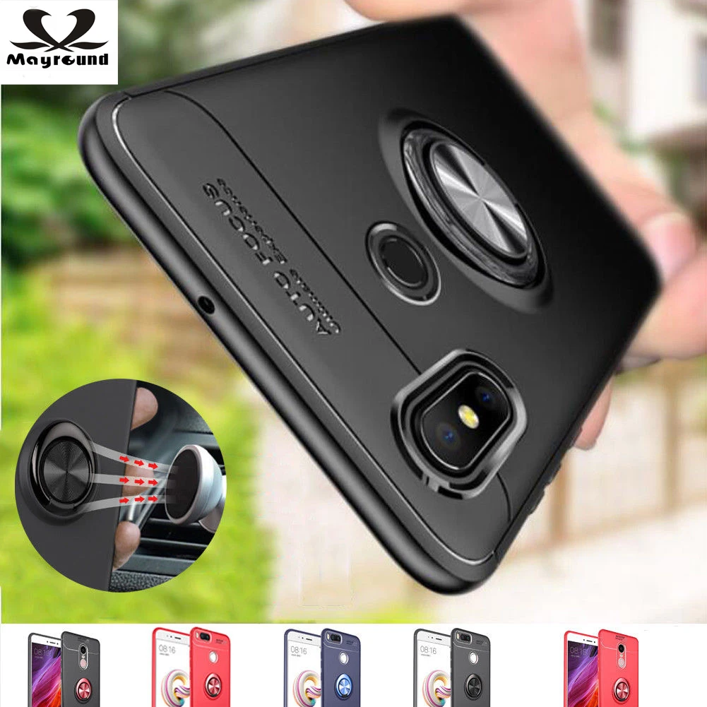 

Mayround For Xiaomi 6 8 SE Holder Stand Magnetic Bracket Finger Ring TPU Silicone Phone Case Combo For Redmi Note 4 4X 5 5A