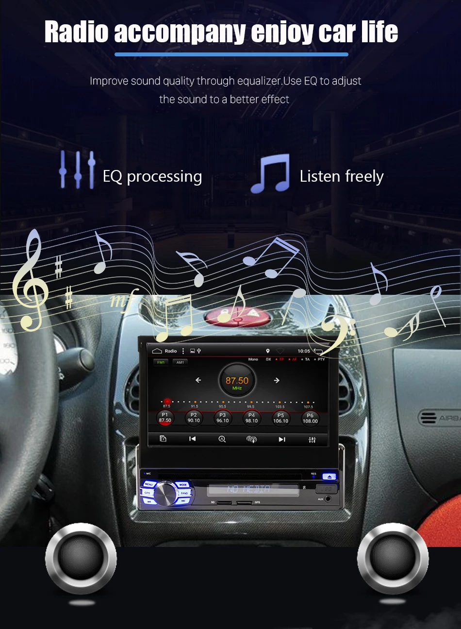 Discount Eunavi 2G RAM Single 1 Din 7" Android 8.1 Car DVD Player GPS Radio Stereo Universal 1024*600 Hd Head Unit With Wifi Touch Screen 10
