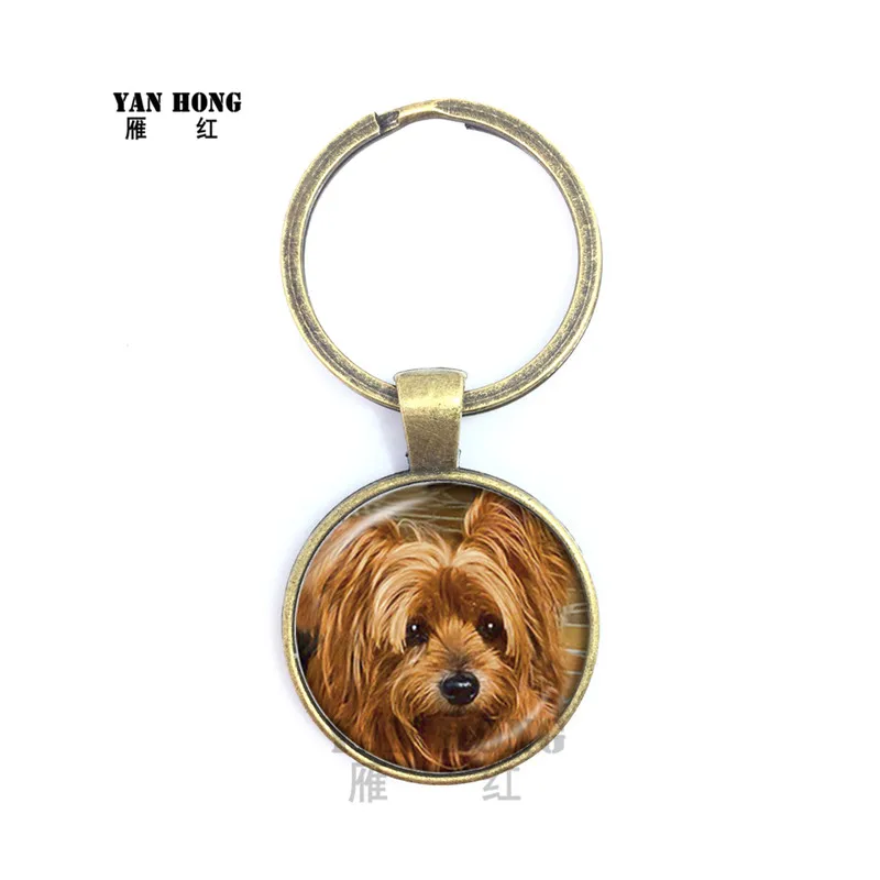 

2019 beloved pet key chain round glass mute dog pattern series handmade key chain dog enthusiasts creative poison whol