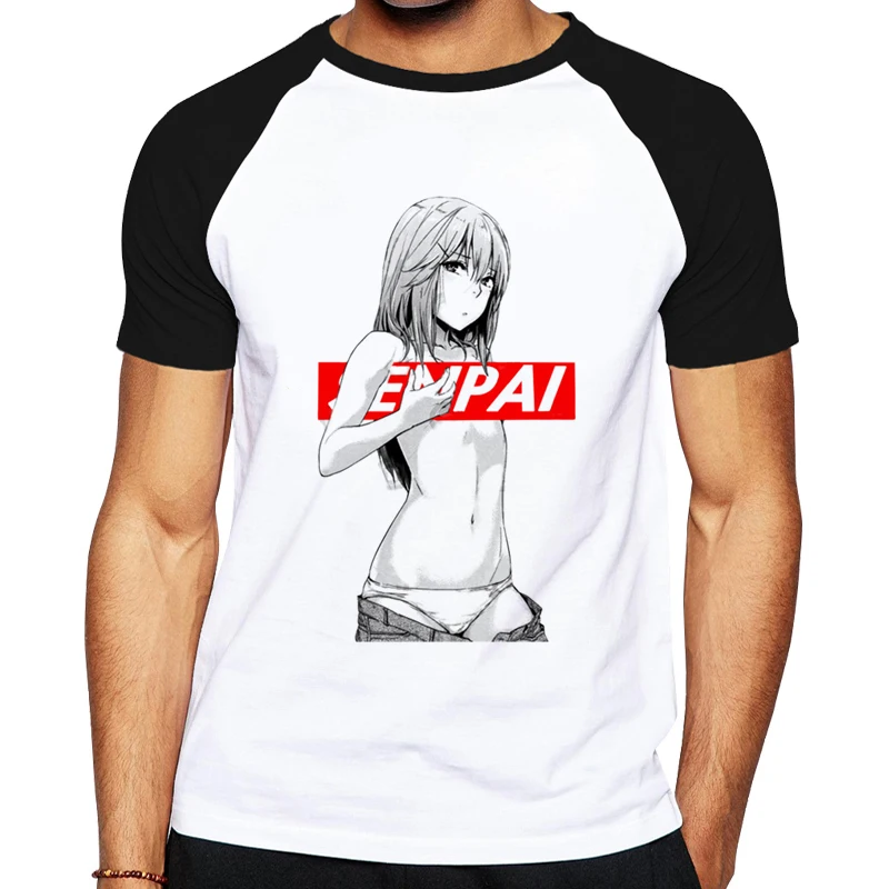 Мужская футболка из хлопка с японским аниме Senpai Girl Nerdy женская уличная Manga Waifu Kawaii