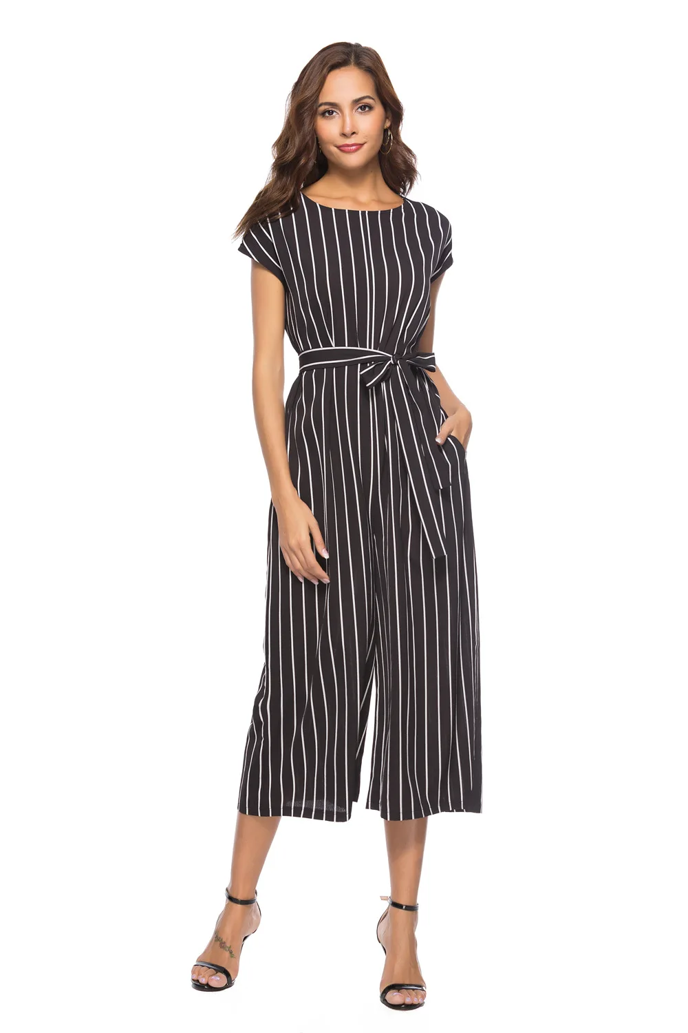 Elegant Striped Sexy Spaghetti  Rompers Womens Jumpsuit   Casual Wide legs Jumpsuits Leotard Overalls 2018 Free Shipping