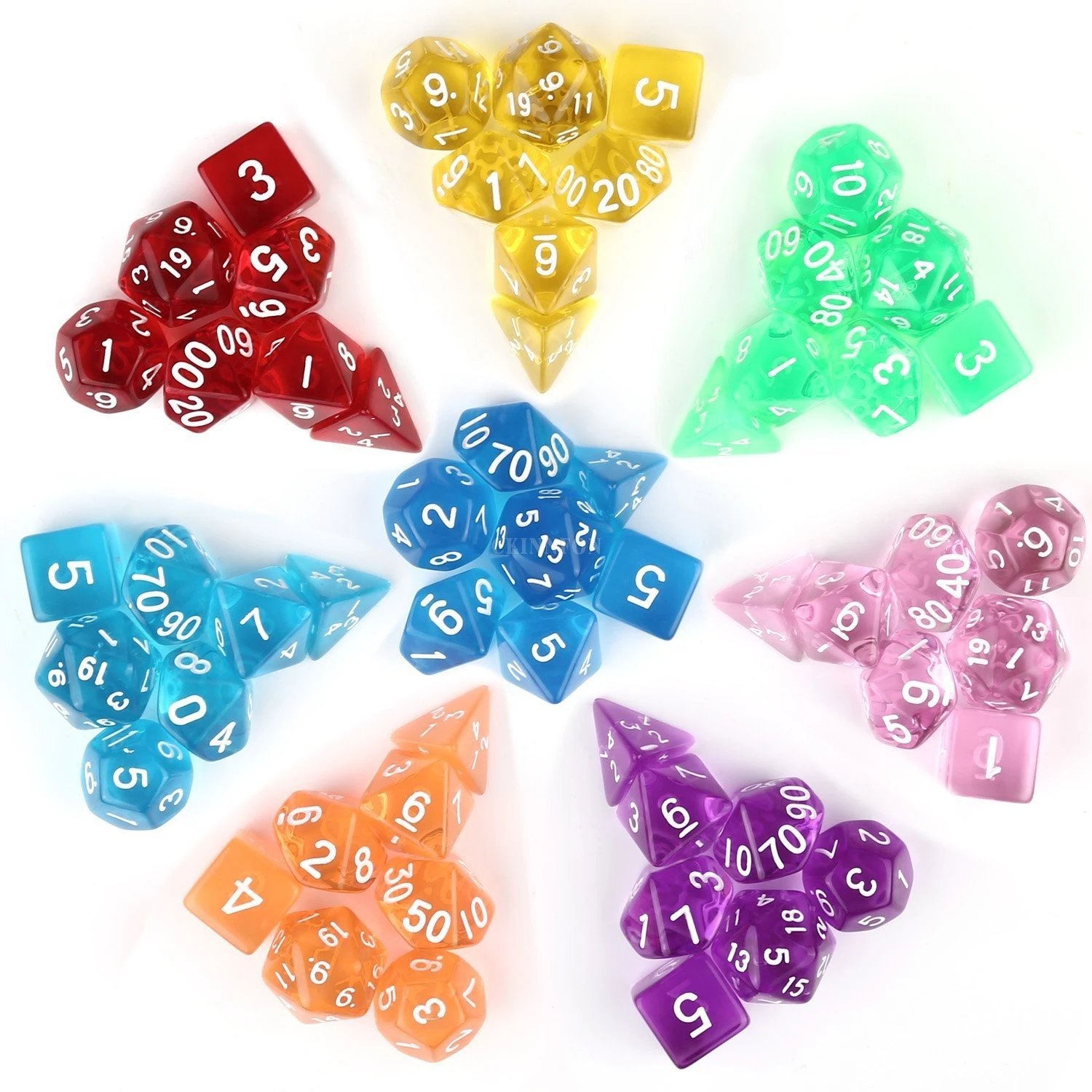 

DHL 100Set 7PCS/Set 7 Sided Die D4 D6 D8 D10 D12 D20 DRAGONS D&D MTG RPG Poly Dice Board Game Set