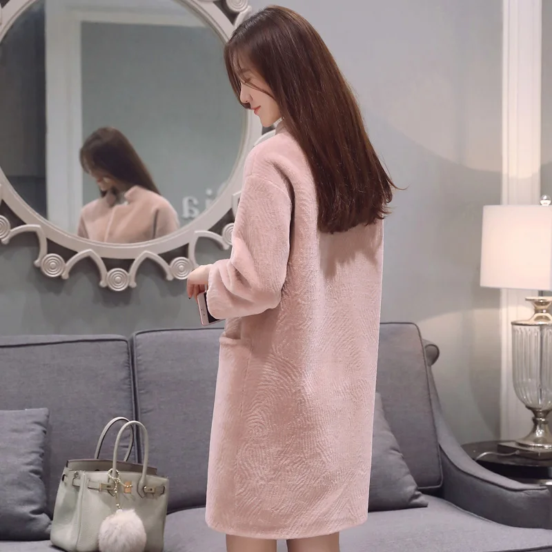 2018 D'agneau Véritable wine Réel Beige Col Mouton Style Fourrure Manteaux Femmes black De pink Collection grey Nouvelle red Manteau Chaud Stand Long Épais rZqExwgUr