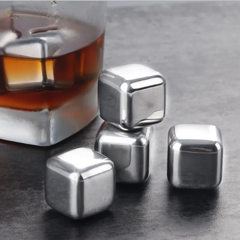 

Reusable Whisky Chilling Rocks Whiskey Stones Stainless Steel Ice Cubes Whiskey Ice Cube Steel for Beer Wine Cooller free Tong