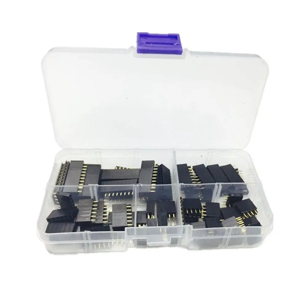 

Hot 90pcs 2.54mm for Arduino Stackable Shield Female Pin Header Assortment Kit (Double Row 3 / 4 / 6 / 8 / 10 Pins ) Retail
