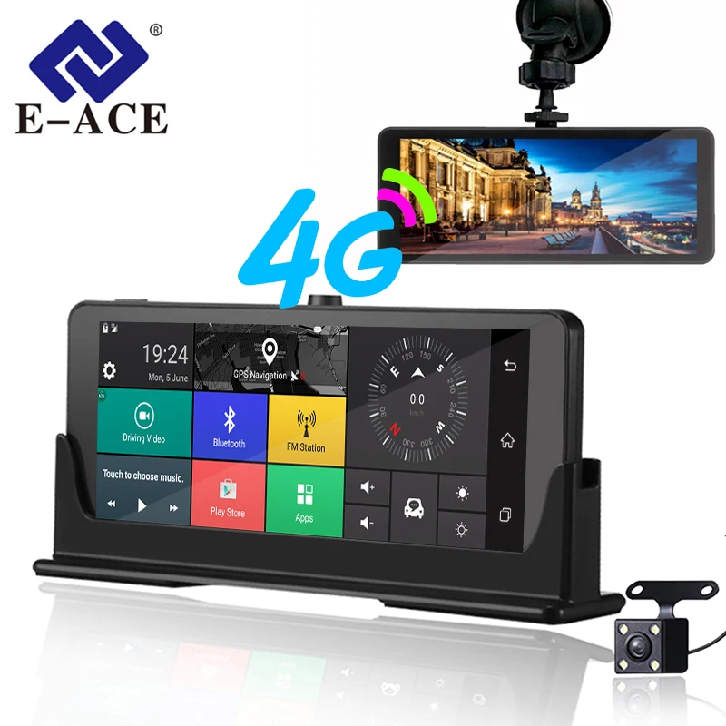 E ACE 4G Car Dvr font b Camera b font ADAS Android Autoregister With GPS Navigation