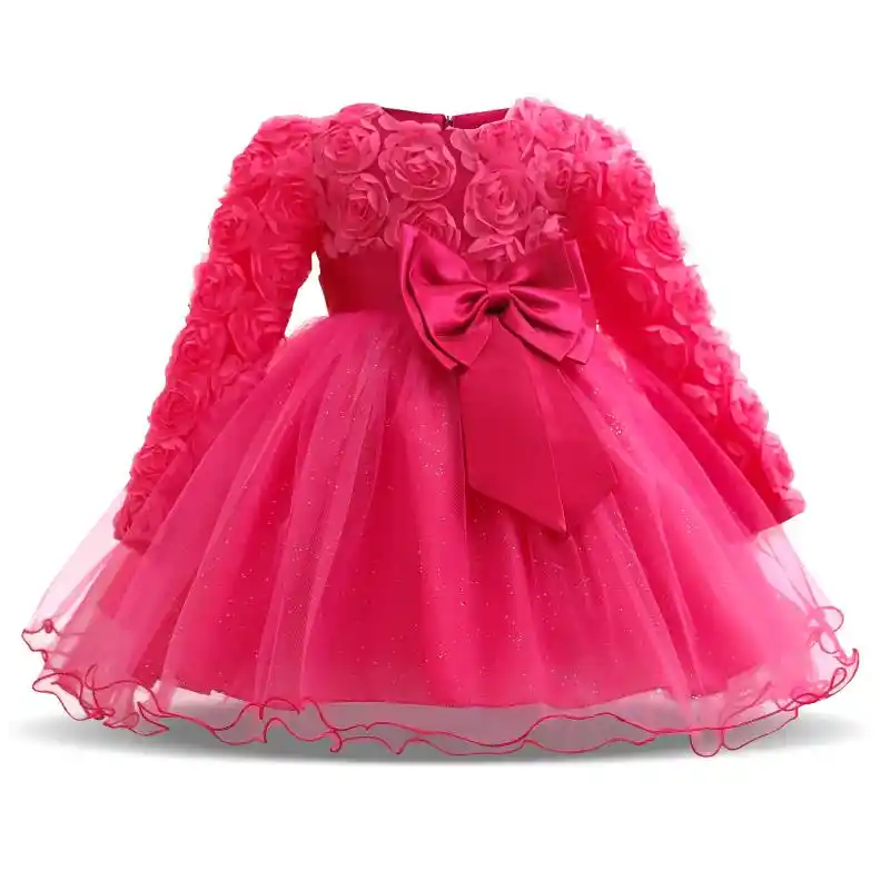 long sleeve baby party dress