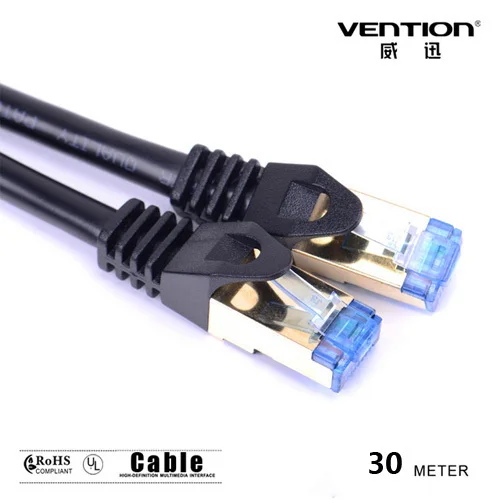 High end CAT.7 RJ45 Patch Ethernet LAN Network Cable Networking cable,30M/100FT Black