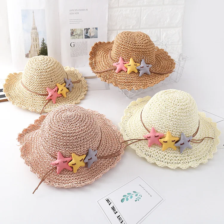 Doitbest, соломенные шляпы с тремя звездами для мальчиков и девочек, летние шляпы от солнца для детей, детские пляжные шляпы для путешествий, Детские Солнцезащитные кепки
