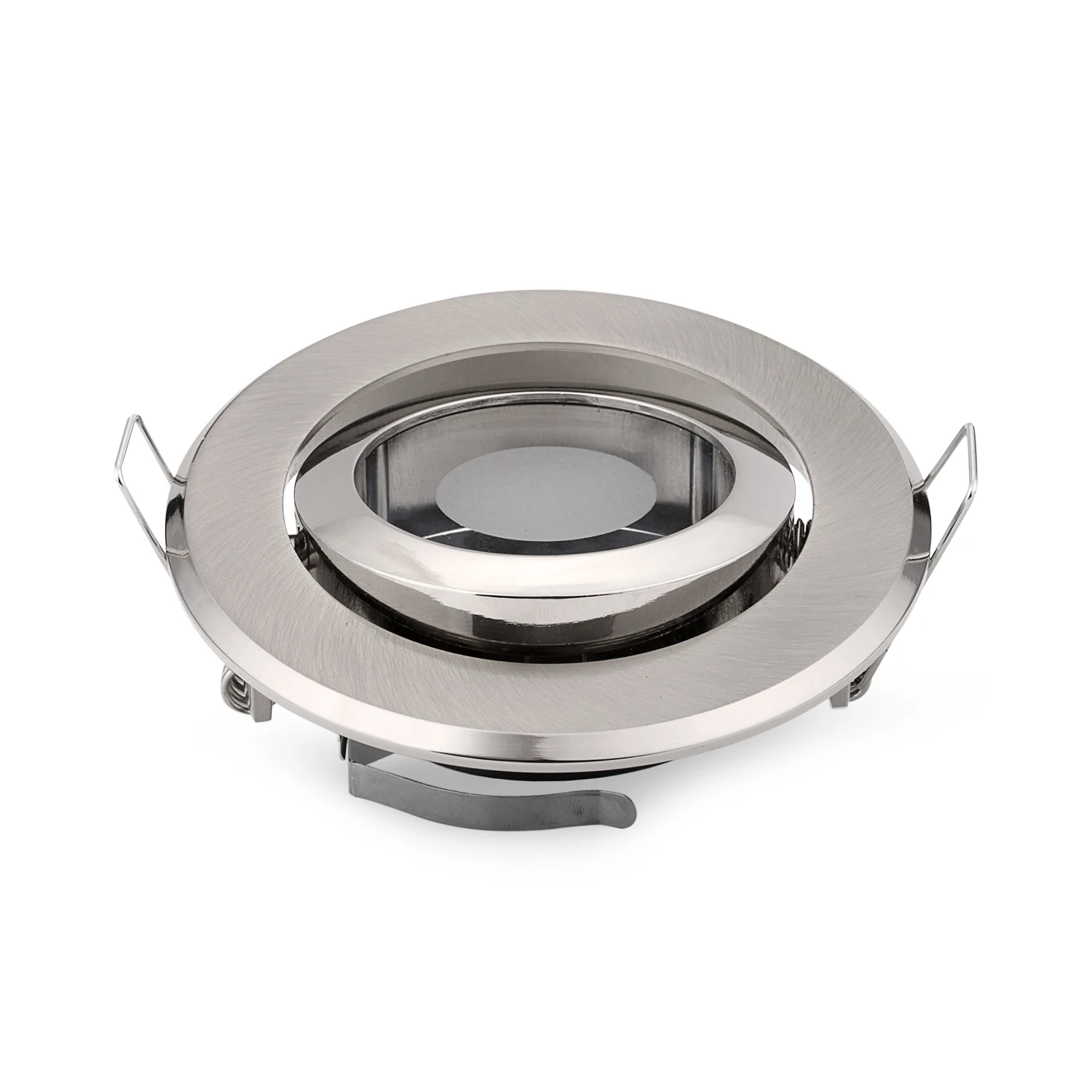Satin Chrome Fixed Gimbal 20W 240V GU10 Halogen Downlight Kits White