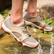Плавательные тапочки Для мужчин уличные дышащие кроссовки на шнуровке светильник и светильник вес Пеший туризм и на высокой платформе; нескользящая прогулочная обувь повседневные спортивные туфли