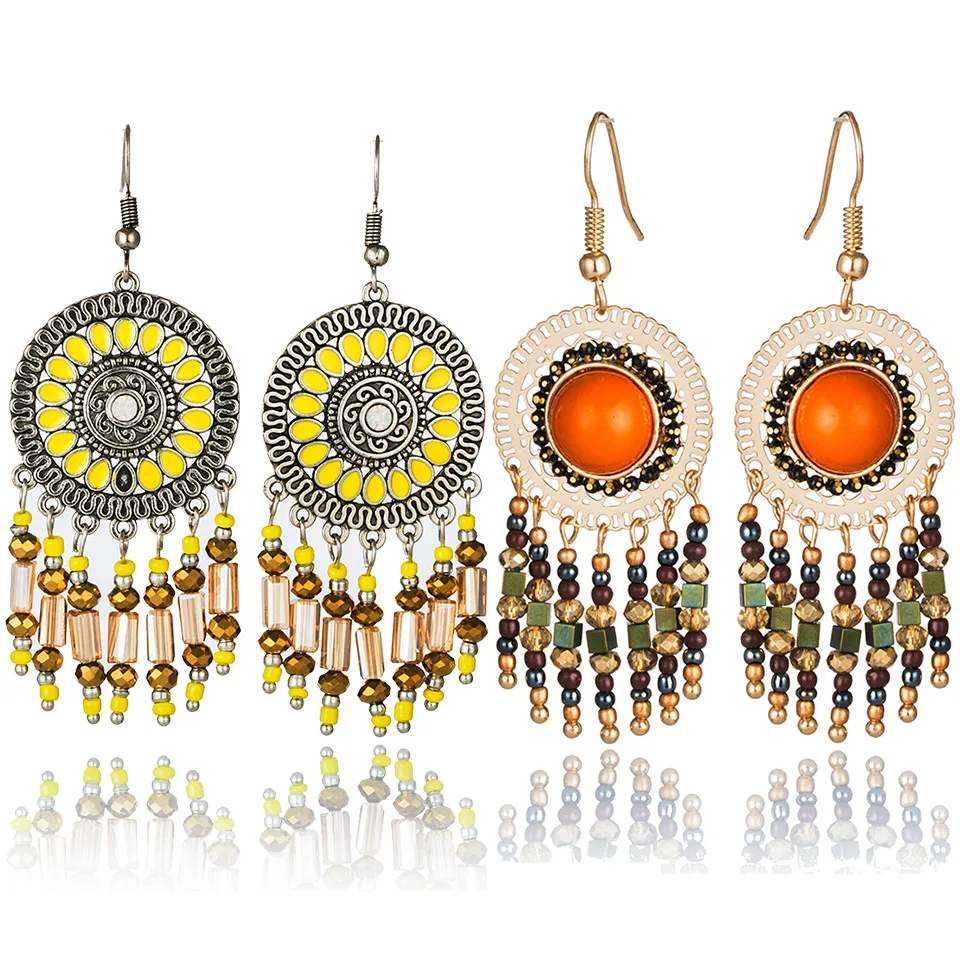 Bohemia-sunflower-dream-catcher-earring-indian-jewelry-Boho-ethnic-long-acrylic-rhinestone-crystal-beads-tassel-earrings (1)
