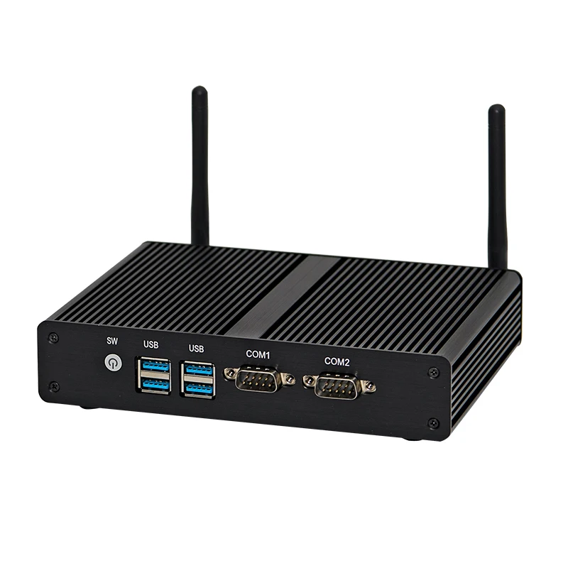 Новейшая акция с 2 * COM безвентиляторный мини ПК Поддержка windows HDMI VGA dual LAN 8G Barebone
