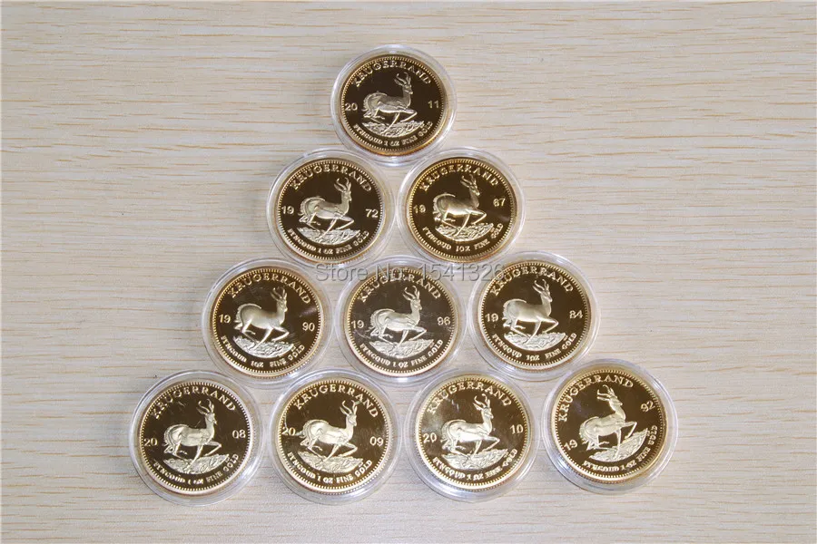 

10x dated 1oz Krugerrand South Africa Coins Kruger springbok gold African,Free shipping 10pcs/lot