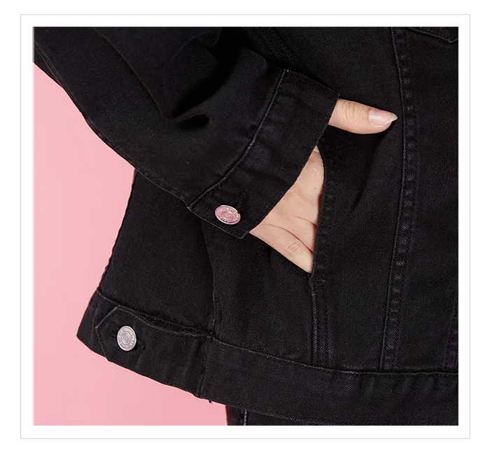 Женская джинсовая куртка бойфренда LEIJIJEANS, черная классическая повседневная свободная куртка с отворотом, большие размеры, весна-осень