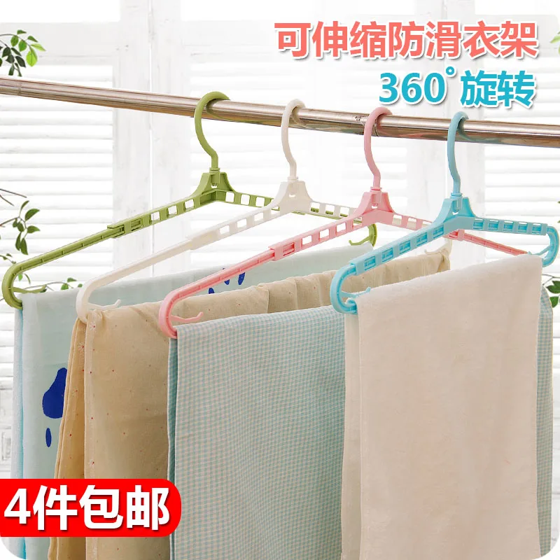 Lengthen retractable towel laguan drying rack seamless plastic hanger wet and dry dual-use racks clothes rack