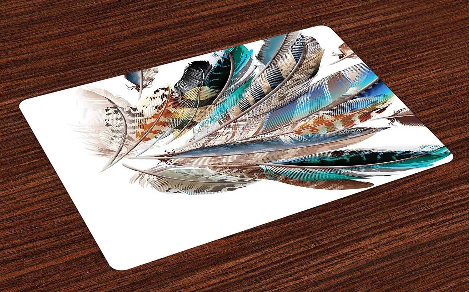 

Feathers Place Mats Vaned Types and Natal Contour Flight Bird Feathers and Animal Skin Element Print