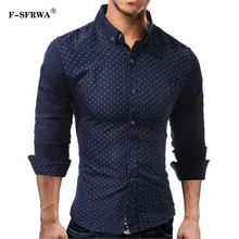 F-SFRWA Брендовое платье рубашки мужские в горошек шить рубашки Slim Fit мужской рубашки с длинным рукавом Heren Hemden тонкая рубашка XXL