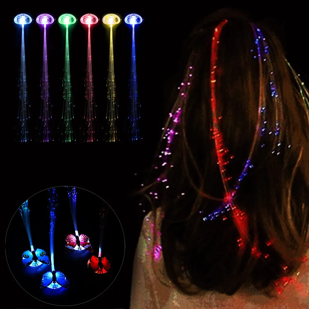 LED Wigs Glowing Flash Ligth Hair Braid Clip butterfly Hairpin Christmas Birthday Toy Children Kid Gift Fun Fly Catapult Eject | Игрушки и