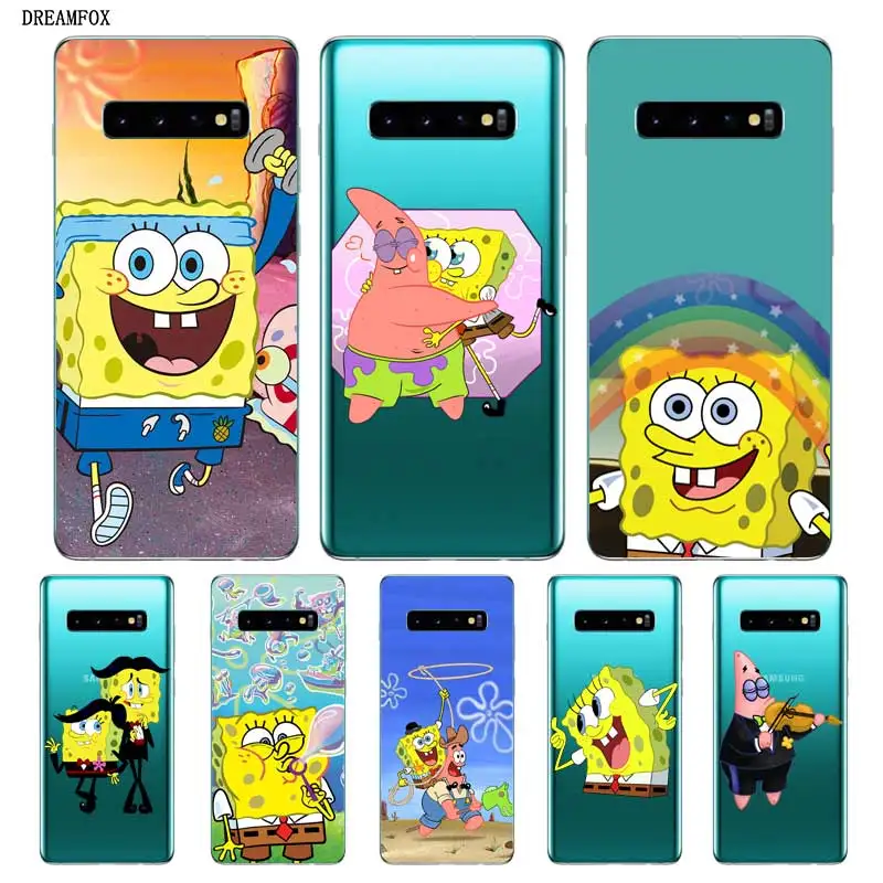 N406 Губка Боб симпатичные из мягкого ТПУ силиконовый чехол для Samsung Galaxy J2 J3 J4 J5 J6 J7 J8