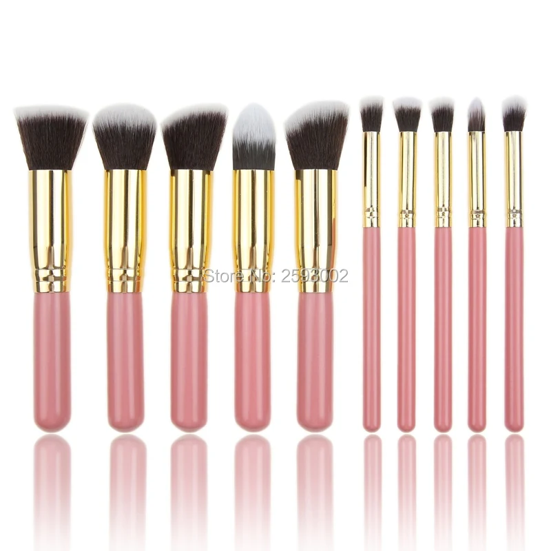 

MINI 10pcs/set Makeup Brushes Beauty Cosmetics Foundation Blending Blush Make up Brush Tool Kit Set Pink Handle