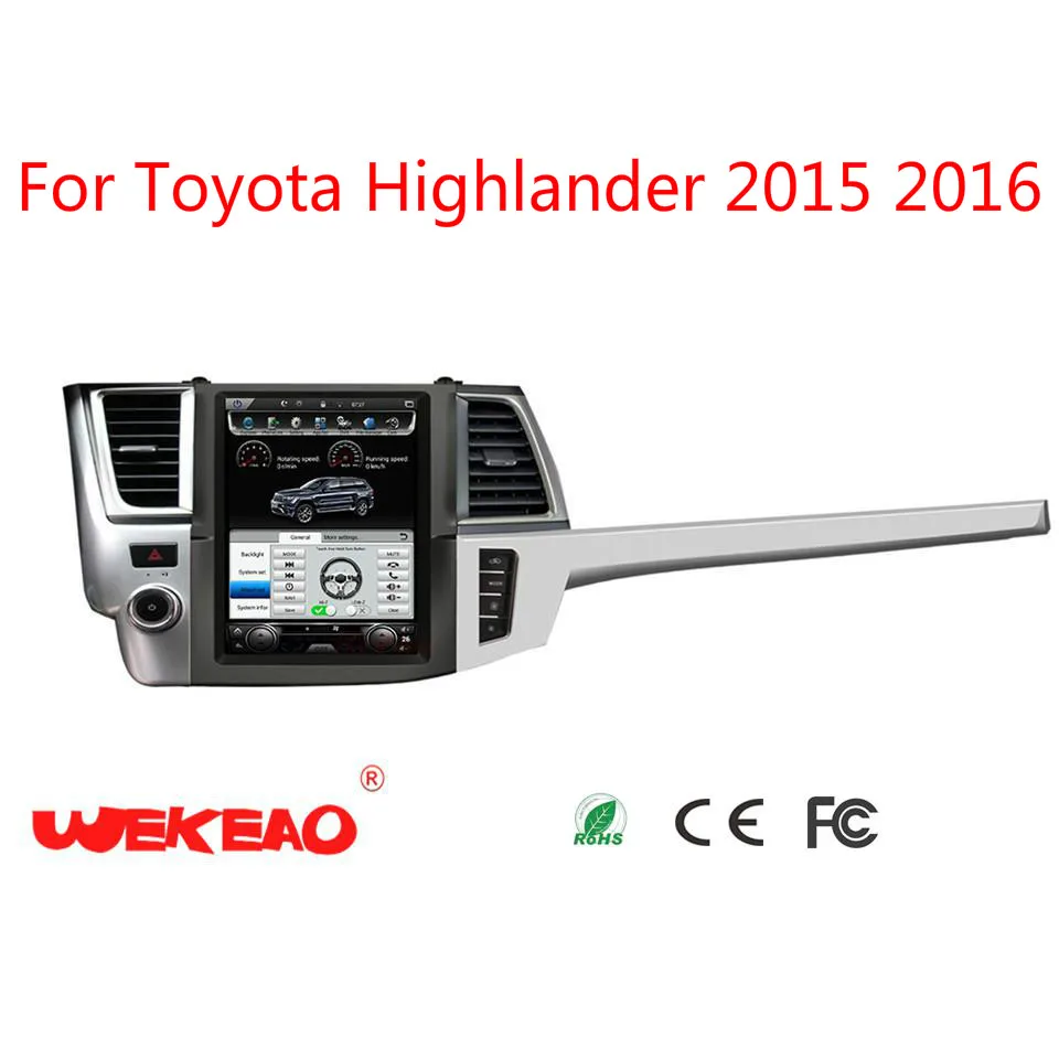 Wekeao 12 1 &quotТесла Стиль Автомагнитола DVD для Toyota Highlander 2015-2017 Android 6 0 GPS навигации