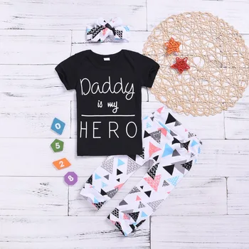 

Fashion Newborn Baby Boy Girl Clothes Sets Girls Cotton Short sleeve Tops Jumpsuit+ Long Pants Headband Casual Outfit