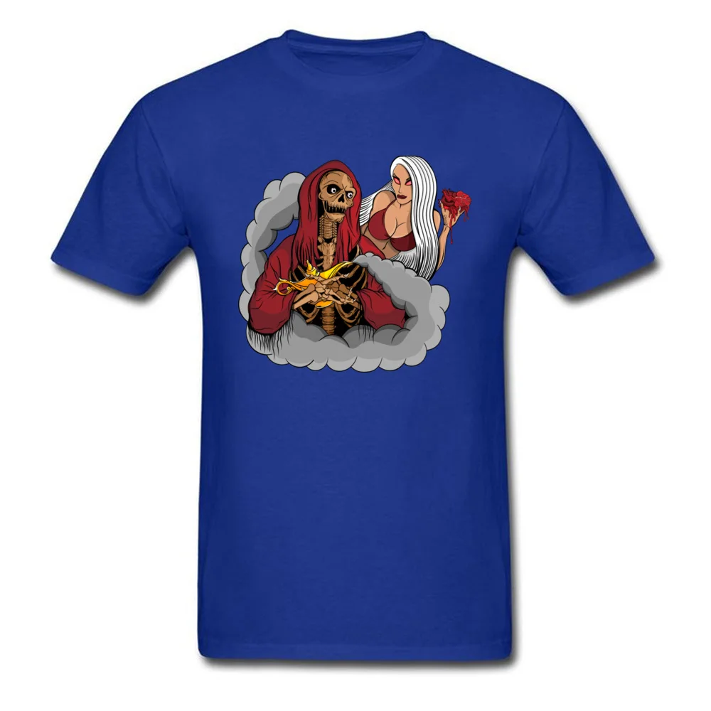 Evil Skeleton Genius Short Sleeve Tops T Shirt Round Neck Pure Cotton Mens Top T-shirts Summer Clothing Shirt Slim Fit Evil Skeleton Genius blue