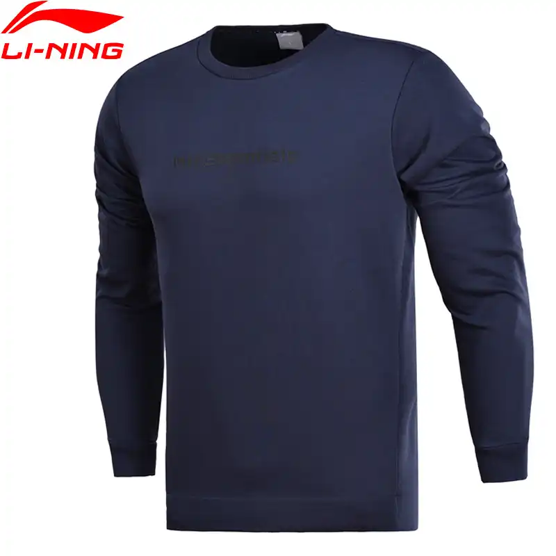 Li-Ning мужской тренировочный базовый вязаный Топ, свитер, Классический крой, комфортный спортивный свитер с двойной флисовой подкладкой AWDN089 MWW1388 - изображение