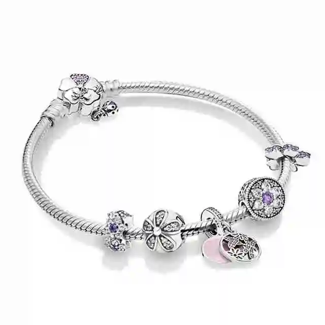 

SIEMTO 100% 925 Sterling Silver Style Noble Luxury Rose Gold Distinguished Lovers Bracelet Set Original Women Jewelry Gift