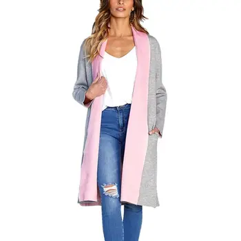 

Women Autumn Winter Casual Turn-down Collar Outwear Long Full Sleeve Open Stitch Windbreaker Cardigan Warm Long Woolen Coat