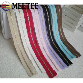 

Meetee 2yards Light Gold Teeth Metal Zipper 3# Zip with U-code Sliders for Bag Pants Pocket DIY Handmade Accessories ZA220