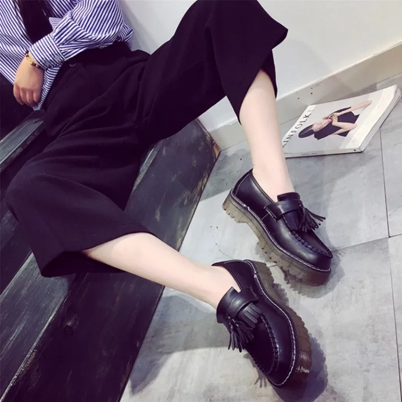 COOTELILI Tassel Flat Platform Shoes Women Fashion Slip On Oxford Shoes For Women PU Leather Flats Loafers Female Designers  (5)