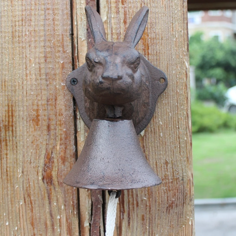 Европейские промышленные акценты Винтаж Чугунная голова кролика дизайн двери Декор стены колокольчик