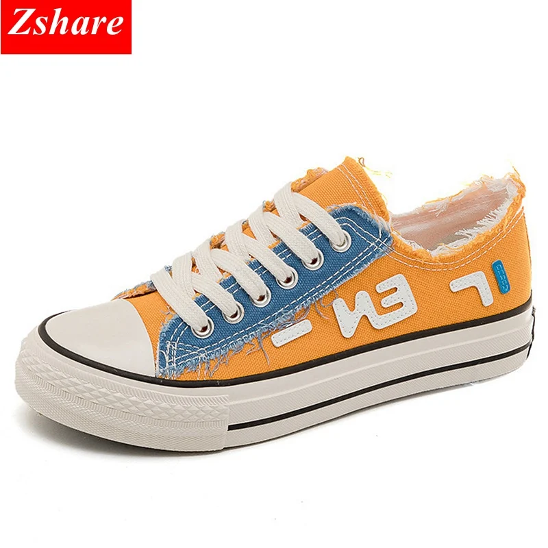 

Fashion Mixed Colors Canvas Shoes For Women Sneakers 2019 Summer Breathable Flats Women Casual Shoes Lace-up Zapatillas mujer
