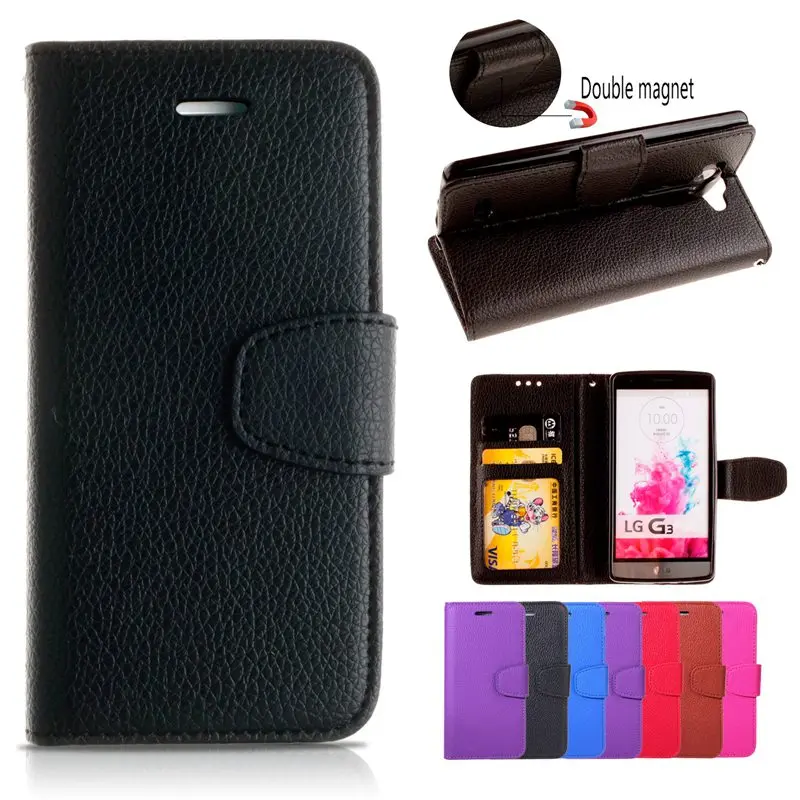 luxury litchi Leather Case for LG G3 Phone Cases Optimus D830 D850 D831 D855 Cover with stand card holder Fundas |