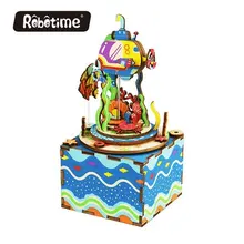 Robotime музыкальная шкатулка Сделай Сам «Подводное царство» деревянные головоломки Миниатюра ручной работы AM406