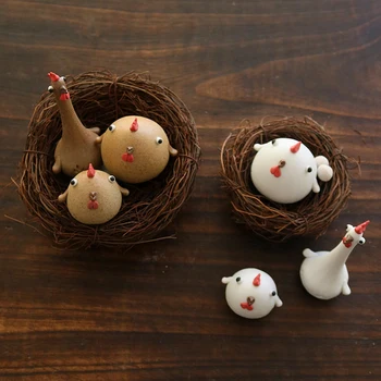 

Creative Ceramic Chicken Farts Crafts Handmade Miniature Figurines Fairy Garden Ornaments Fengshui Home Decoration Accessories