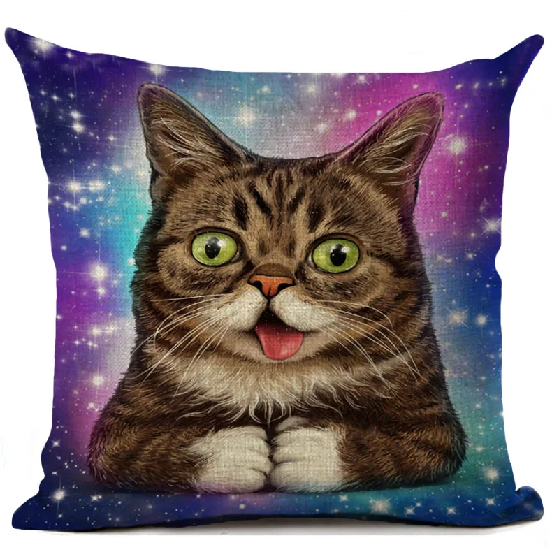 Наволочка для подушки в виде животных с красочным рисунком милого кота, декоративная наволочка для дивана, кофейного автомобиля, стула, Almofada Cojines