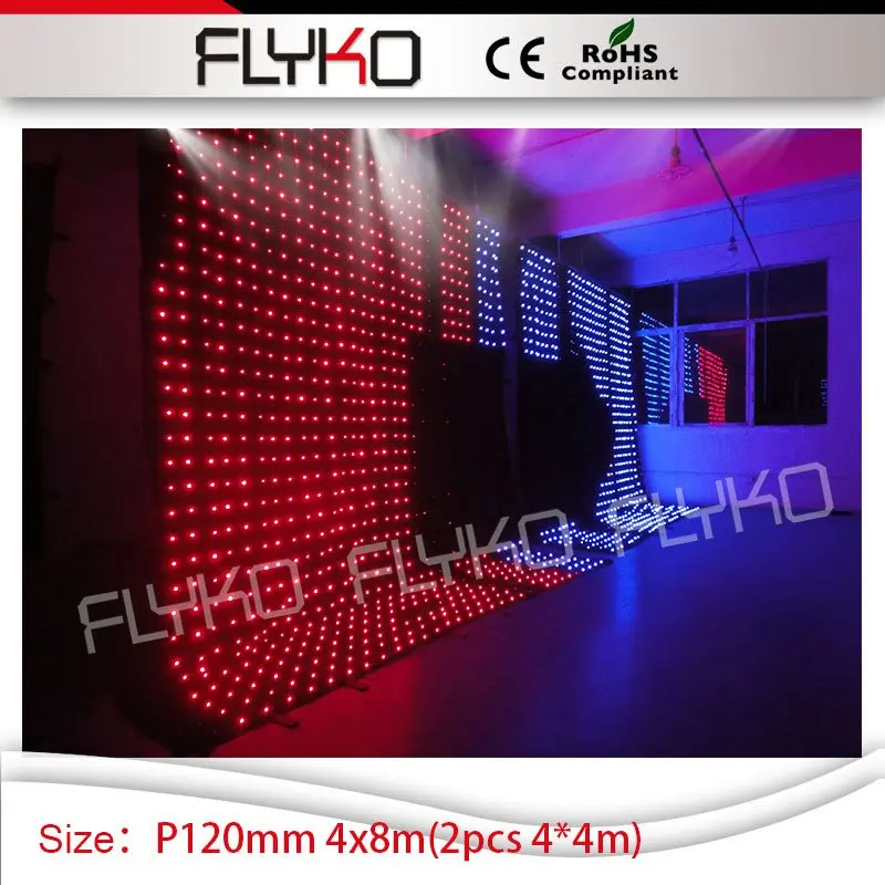 

P120mm 4mtr x 8mtr video curtain bar club dj decoration led starlighting RGB full color led curtain