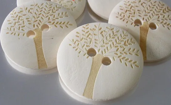 

30mm Laser printing tree leaves wooden button sewing button DIY handmade