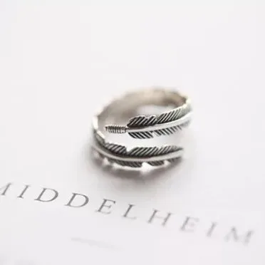 

HOT Free Shipping Vintage Feather Arrow Opening Rings for Women Thai Silver 925 Sterling Silver Fine Jewelry anel